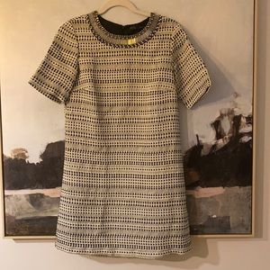Zara Black and white knit dress with beaded collar